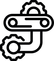 Obraz premium Line drawing of a conveyor belt connecting gears, symbolizing a smooth and efficient manufacturing process