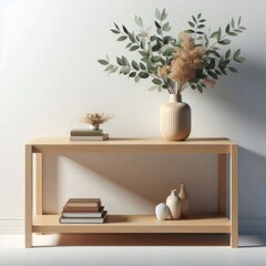 Interior of stylish modern house - console table on white background. AI generated.