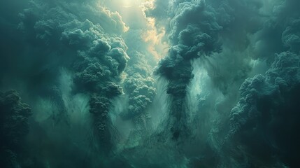 Obraz premium Abstract Teal Smoke Background.