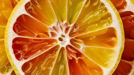 Juicy Citrus Slice with Vibrant Textures