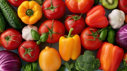Fresh Vegetables and Fruit Background.