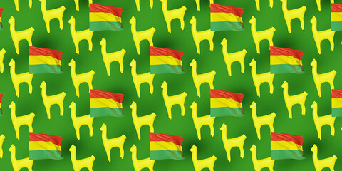 Bolivia Independence Day greeting card template pattern. 3d render.