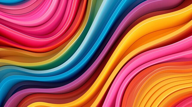 A colorful wave with a rainbow pattern. The colors are bright and vibrant, creating a sense of energy and excitement. The wave appears to be made of paper, giving it a playful and whimsical feel - Powered by Adobe