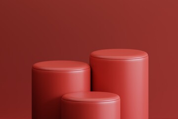 Product display red podium for product presentation. 3d rendering.