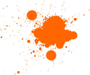 orange watercolor brush splash splatter spray painting on white background