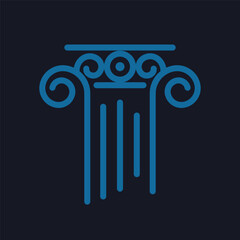 Greek Pillar Roman Building Line art Vector Blue Logo