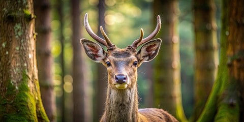 Deer in the forest looking at the camera, deer, forest, wildlife, nature, animal, mammal, portrait, peaceful, serene