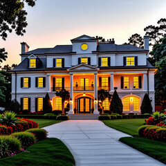초저녁 대저택의 전경