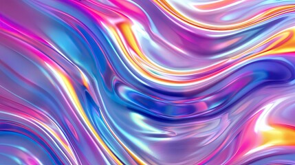 Obraz premium Colorful holographic abstract wavy background with vibrant hues