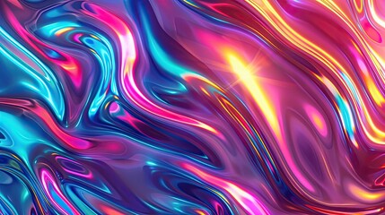 Obraz premium Colorful holographic abstract wavy background with vibrant hues