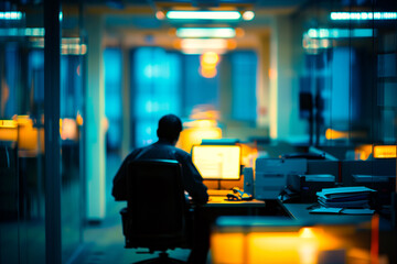 A businessman in a office and working on a laptop, be laid off, stressful