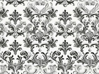 Fototapeta premium Beautiful black and white baroque pattern with ornate floral details