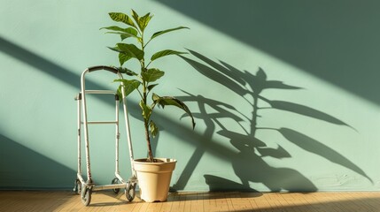 Visual Metaphor for Recovery and Rehabilitation with Unused Crutches and Healed Plant - Personal Accident Insurance Concept