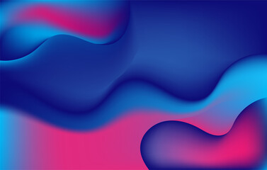 Abstract holographic blue and purple liquid wave shapes banner. modern wallpaper design for presentation, home decoration. glowing retro waves vector background