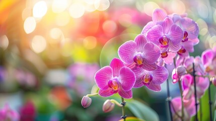 Naklejka premium Pink Orchid Blooms in Soft Sunlight
