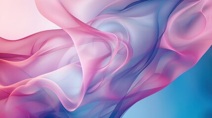 Fototapeta premium A digital artwork of fluid organic shapes intertwined, with a vibrant gradient background transitioning from pink to blue