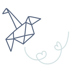 Origami paper animal art design illustrations line color