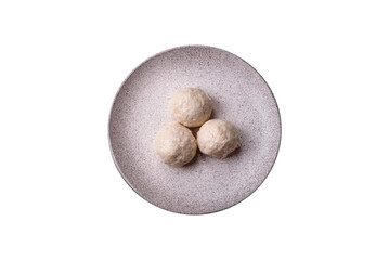 Delicious healthy steamed chicken cutlets or minced meatballs