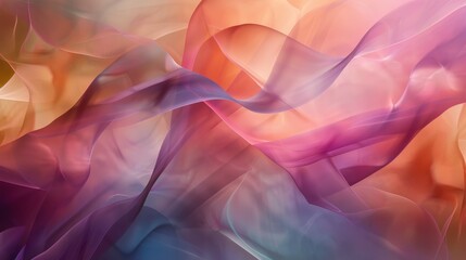 Obraz premium An abstract composition of soft, ribbon-like shapes, with a dreamy, watercolor background