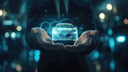 The futuristic virtual car hologram