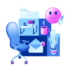 Office work with coffee break and e-mail