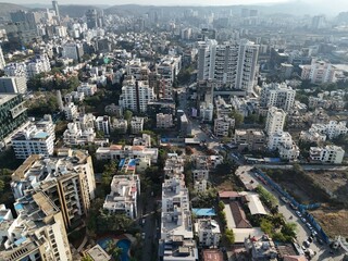Fototapeta premium Aerial drone view of balewadi baner