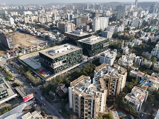 Aerial drone view of balewadi, highstreet - baner