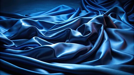 Obraz premium Soothing navy nightfall over deep blue silk fabric with symphony of textures and shadows, navy, nightfall, deep blue, silk