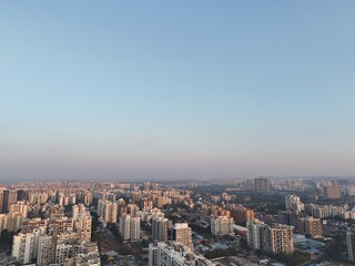 Fototapeta premium Aerial drone view of wakad pune road view