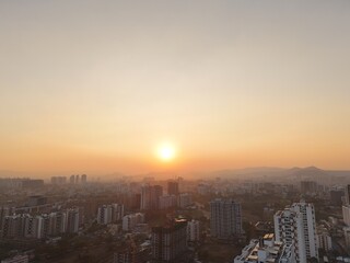 Aerial drone view of wakad pune road view