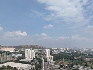 Fototapeta premium Aerial drone view of city pune hinjewadi near wakad 