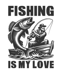 Fishing T-Shirt Design Vector Art & Illustration, Fishing tee Vector Design