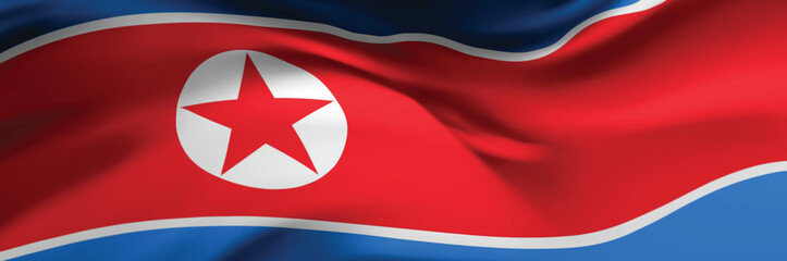 National flag of North Korea. Country official symbol. Banner, background