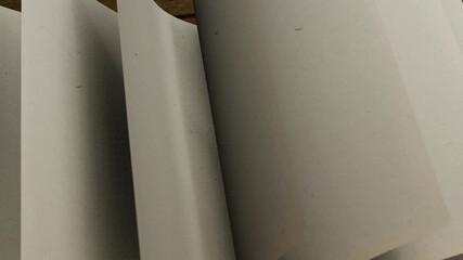 Animated turning pages of an old book on desk- 3d animation 4K