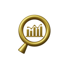3D marketing or analytics icon, growth profit. Business successful concept. SEO concept, Search Engine Optimization, find customers or promote and advertise on online content for technology.3d render