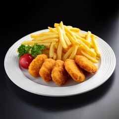 Chicken Nuggets Teller mit Pommes