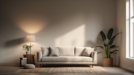 Cozy 3D room background featuring warm colors, soft textures, and ambient lighting, ideal for creating a welcoming atmosphere