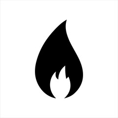 Fototapeta premium Fire flame silhouette on white background. Fire flame icon vector sign illustration design.