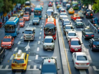 Fototapeta premium Photographing autonomous transportation systems mitigating urban traffic congestion challenges