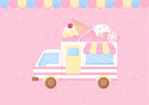 Bakery food truck and pastel sugar sprinkles
