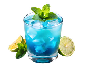 Blue Lagoon cocktail on transparent background