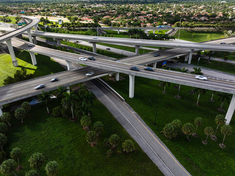 Aerial view of Sawgrass Interchange, Davie, Florida, United States.