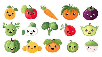 Obraz premium Vegetables characters isolated on pure white background