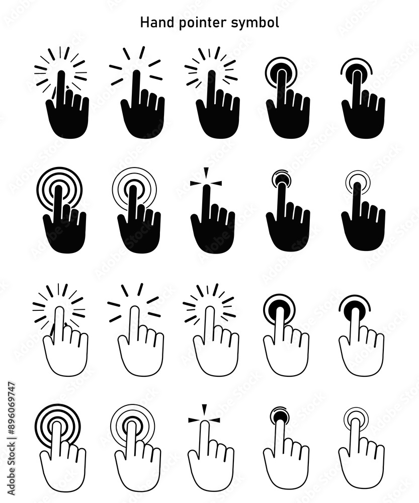 Fototapete get it touch. set of hand pointer symbol in trendy flat style. computer mouse click cursor. click cu