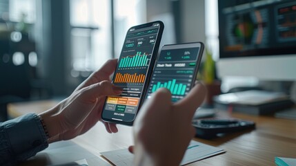 A person is holding two cell phones