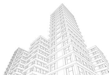 Fototapeta premium 3d rendering of a modern building