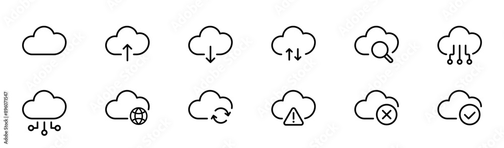 Wall mural cloud storage icon. web network server symbol. cloud technology storage icons set. vector