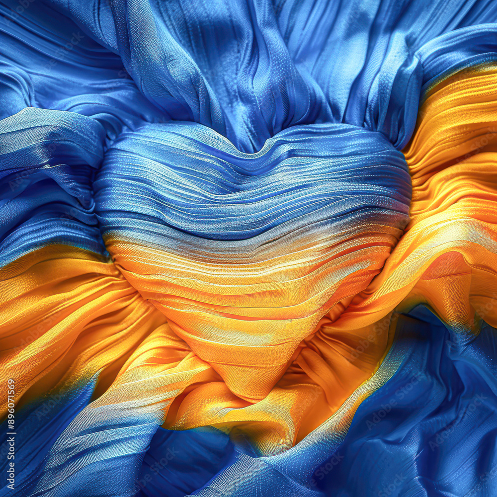 Canvas Prints a heart made of blue and yellow fabric