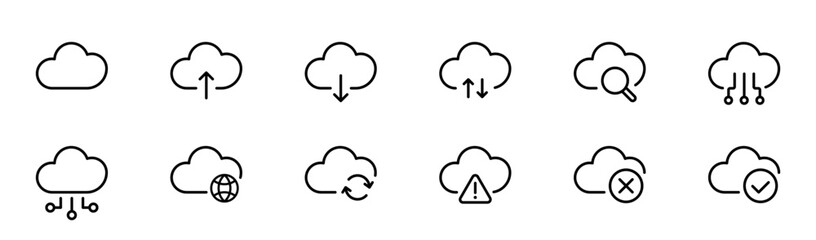 Cloud storage icon. Web network server symbol. Cloud technology storage icons set. Vector