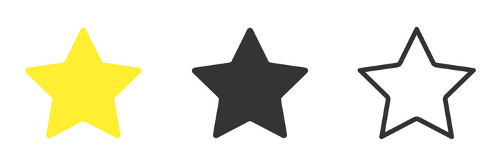 Fototapeta premium Simple star shape set in black and yellow colors. Isolated design elements. Vector icons in flat style